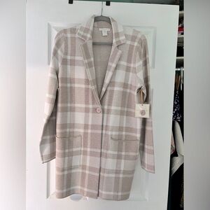 NWT - Christian Siriano NY plaid sweater with button closure - Women’s medium